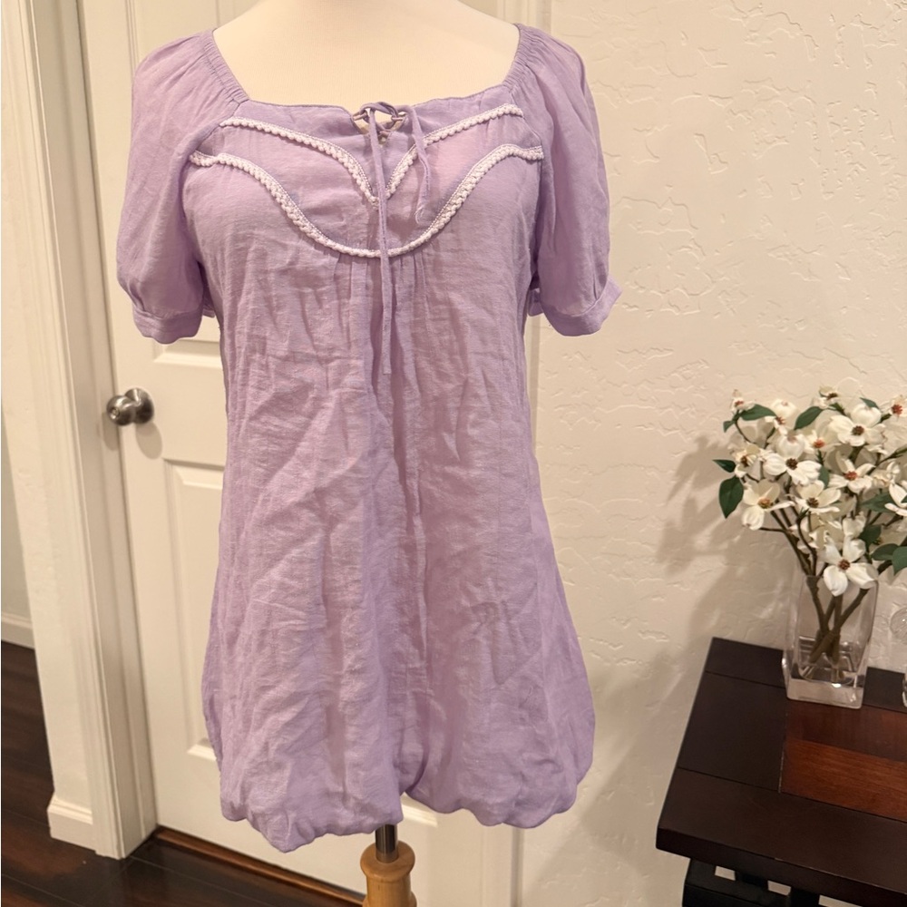 Lavender Peasant Tunic Top